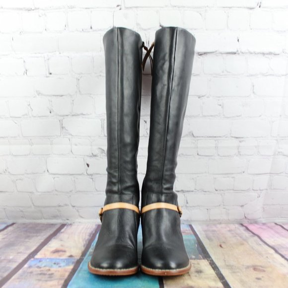 Schuler & Sons Philadelphia Black Leather Tall Zip Heeled Boots 7.5 M - Picture 4 of 11